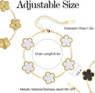 AICase 18K Gold Plated Clover Bracelet Dupes Gold/White/Black Bracelet Set for Women Flower Leaf Lucky Clover Bracelets Trendy Jewelry Birthday Gifts for Women/MoM/Friends
