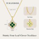 Turandoss Clover Necklaces for Women - Dainty 14K Gold Plated CZ Pendant Necklace Colorful Four Leaf Clover Necklace Lucky Necklaces Gifts