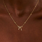 Thaivor Necklace for Women Dainty Bow Necklace 14K Gold Plated Cute Choker Small Pendant Charm Necklaces Teen Gift Trendy Stuff Personalized Jewelry Gifts
