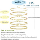 Gokeey Gold Bracelets Set for Women Non Tarnish Trendy,14K Gold Plated Dainty Stackable Paperclip Cuban Link Chain Bracelets, Simple Cute Cuff Bracelets Jewelry Set Adjustable 7"+2"
