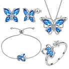 Aurora Tears Butterfly Jewelry,Women 925 Sterling Silver Butterflies Birthstone Pendant Necklace/Earrings/Rings Wedding Gift