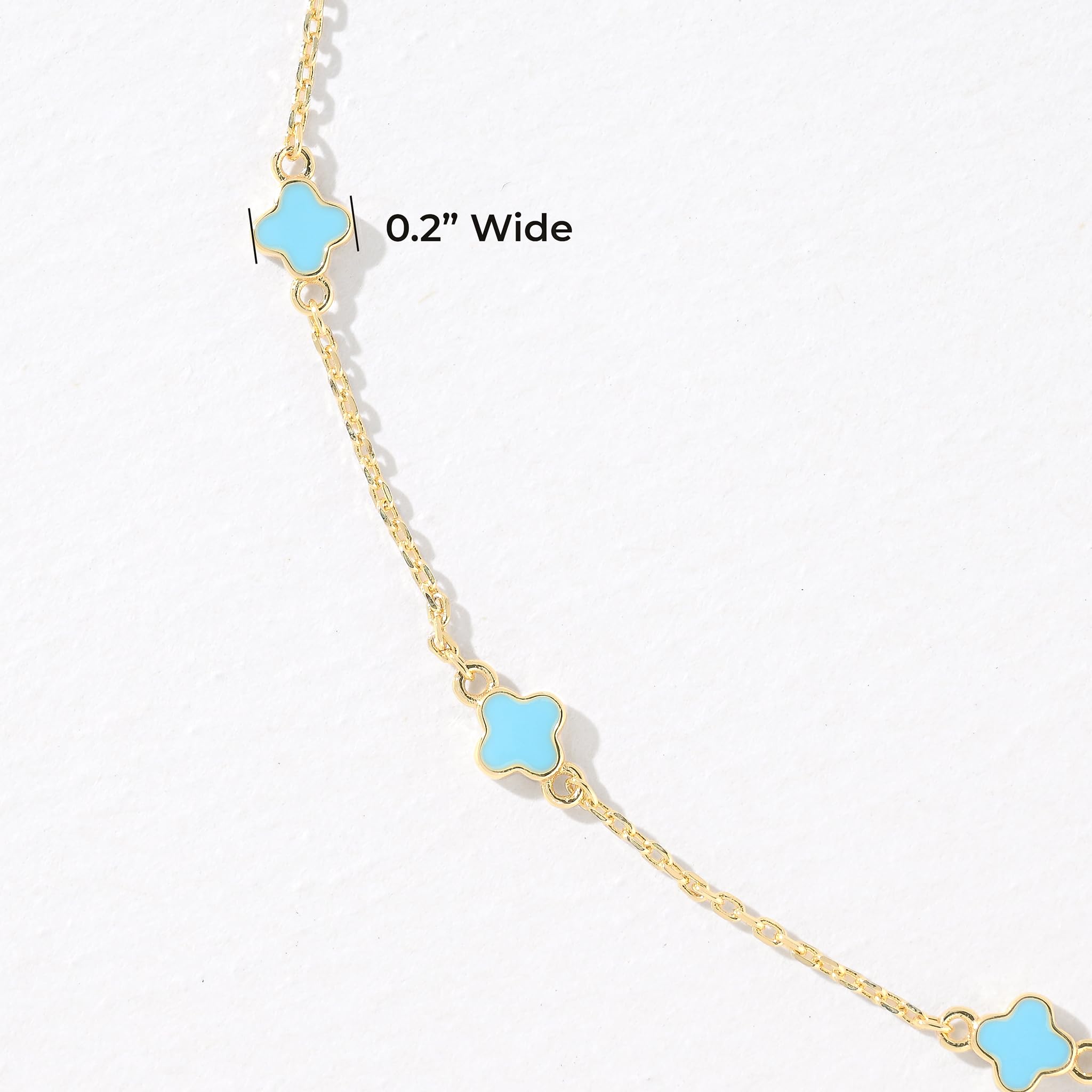 Billet-doux 14K Dainty Gold Plated Tiny Clovers Necklace For Women, Colorful Dainty Very Small 4-Leaf Clovers Gold Plated Choker Necklace, Stackable Jewelry Gifts Perfect for Her