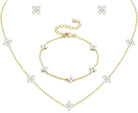 ORAZIO Dainty Silver Gold Jewelry Set for Women Trendy 14K Gold Plated CZ Flowers Pendant Choker Necklaces for Women Stud Earrings Link Bracelets Stack Jewelry Gifts for Wedding Prom Brides