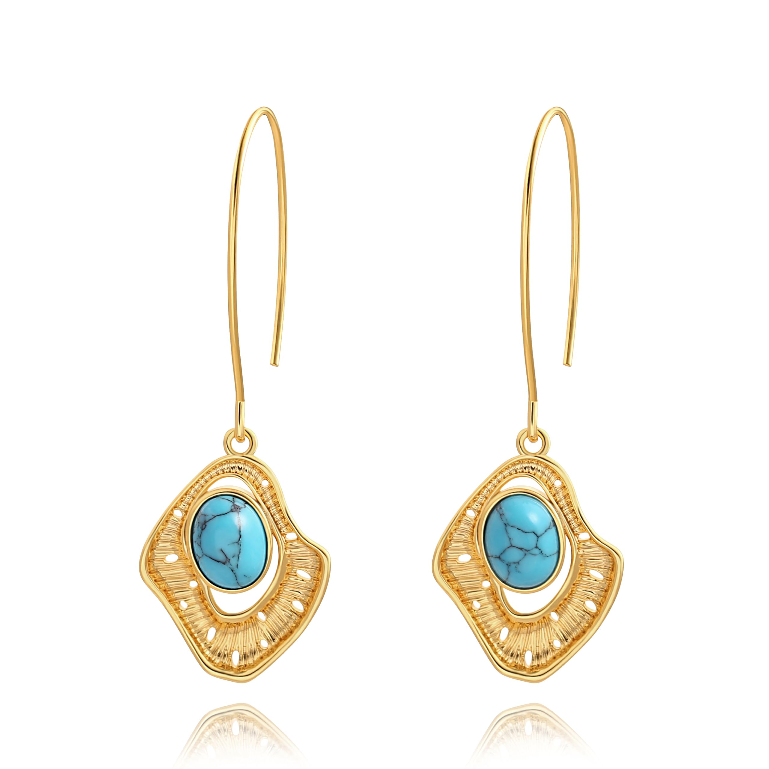 Geometric Drop Dangle Earrings Boho Statement Long Hoops 18k Gold Plated Lightweight Earrings for Women Girls