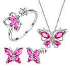 Aurora Tears Butterfly Jewelry,Women 925 Sterling Silver Butterflies Birthstone Pendant Necklace/Earrings/Rings Wedding Gift