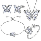 Aurora Tears Butterfly Jewelry,Women 925 Sterling Silver Butterflies Birthstone Pendant Necklace/Earrings/Rings Wedding Gift