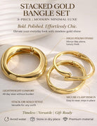 Chunky Gold Bangle Bracelets for Women, Dainty 14k Gold Plated Big Stackable Bangles Set, Trendy Statement Cuff Bracelet Stack Fashion Jewelry Gifts