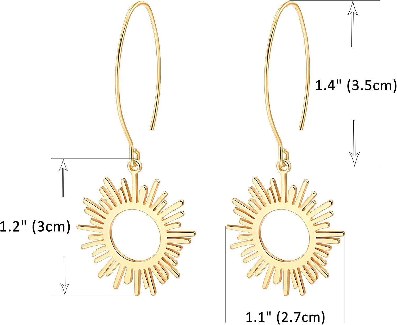 Geometric Drop Dangle Earrings Boho Statement Long Hoops 18k Gold Plated Lightweight Earrings for Women Girls