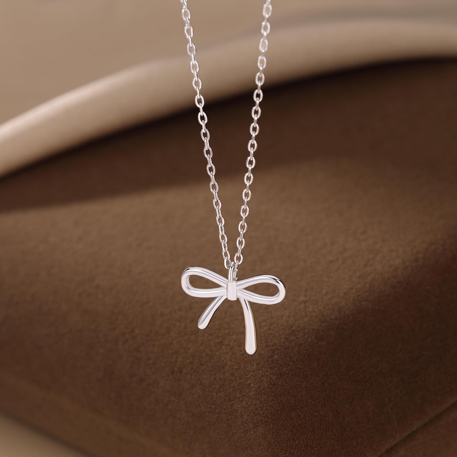 SLUYNZ Solid 925 Sterling Silver Bow Choker Necklace for Women Teens Simple Bowknot Pendant Necklace
