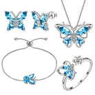 Aurora Tears Butterfly Jewelry,Women 925 Sterling Silver Butterflies Birthstone Pendant Necklace/Earrings/Rings Wedding Gift