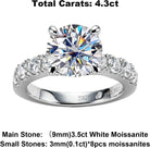 AnuClub Moissanite Engagement Ring, Total 4.3cttw D Color Round/Oval/Asscher Cut, 925 Sterling Silver Promise Anniversary Rings for Women, Elegant Gift Packed