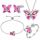 Aurora Tears Butterfly Jewelry,Women 925 Sterling Silver Butterflies Birthstone Pendant Necklace/Earrings/Rings Wedding Gift