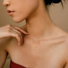 CAROVO Gold Necklace for Women Bow Necklace 14K Dainty Layered Gold Necklace Cute Small Cubic Zirconia Bow Pendant Choker Chain Necklace Trendy Necklace Jewelry Gift for Women