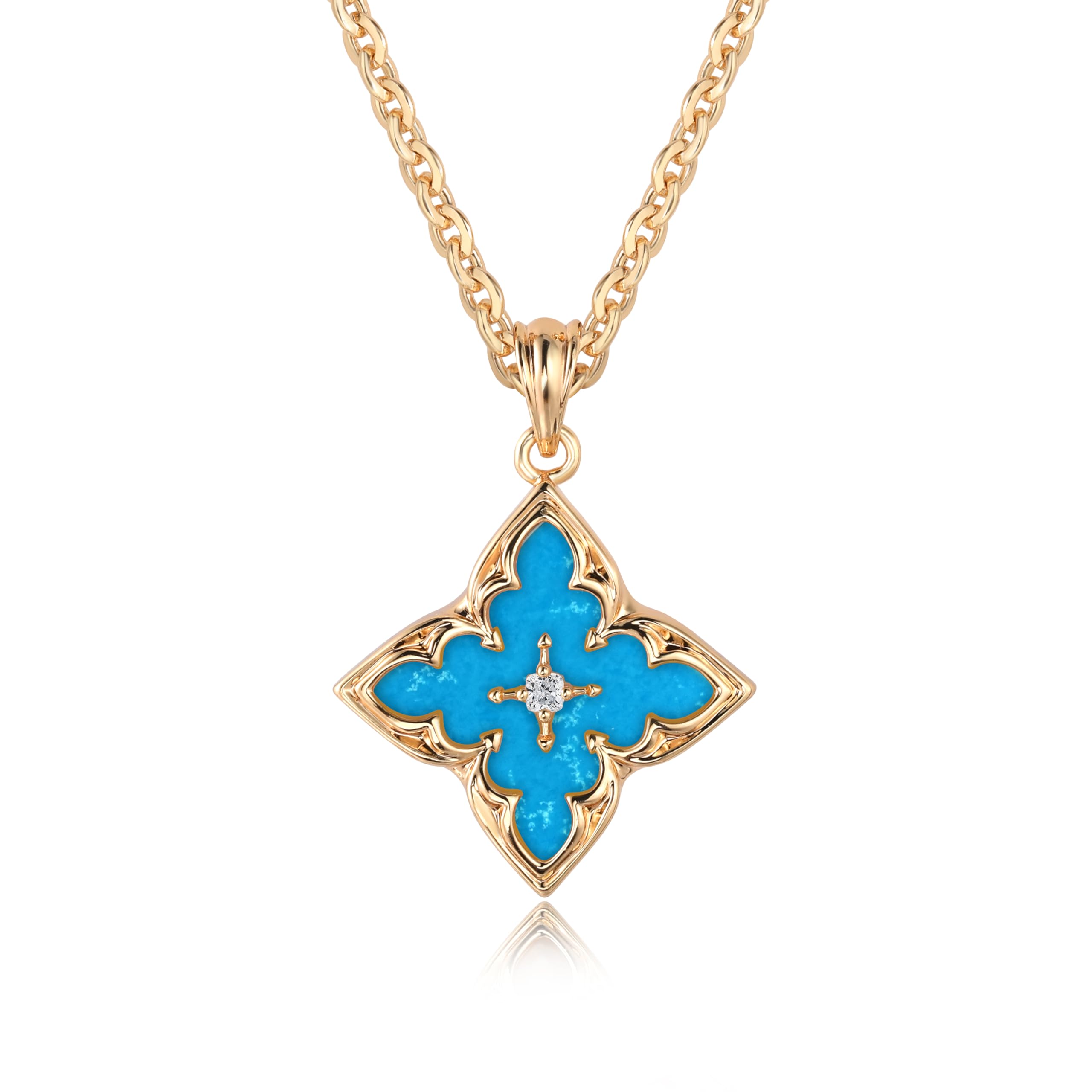 Fettero Gold Clover Necklace for Women Dainty 14K Gold Plated CZ Pendant Necklace Adjustable Chain Choker Charm Colorful Clover Pendant Lucky Necklaces for Women Jewelry