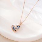 Austrian Crystal Heart Pendant Necklace Earrings Jewelry Sets for Women | Colorful Crystal,14K rose gold plated brass,Cute heart-shaped design,gift box,16+2" adjustable chain,women's jewelry set