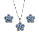 Delicate Zircon Flower Necklace Earrings Jewelry Set - 18K Gold Plated Stainless Steel Lip Chain Choker S925 Silver Needles Stud Earrings for Women, Luxury Accessories Gifts, Packed with Box