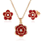 EVEVIC Dainty Flower Pendant Necklace Earrings for Women 14K Gold Plated Hypoallergenic Jewelry Sets