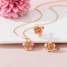 Austrian Crystal Enamel Flower Earrings and Necklace Jewelry Sets for Women | 14K gold plated brass,cute flower-shaped design,gift box,16+2" adjustable chain,women's jewelry set