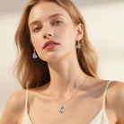 Austrian Crystal Heart Pendant Necklace Earrings Jewelry Sets for Women | Colorful Crystal,14K rose gold plated brass,Cute heart-shaped design,gift box,16+2" adjustable chain,women's jewelry set