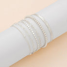 DEARMAY 6PCS Gold&Silver Bracelets Set for Women Dainty, Stackable Sterling Silver Plated Beaded Figaro Herringbone Paperclip Chain Waterproof, Layered Bracelets Set Gifts for Women Mom Her