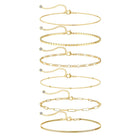 DEARMAY 6PCS Gold&Silver Bracelets Set for Women Dainty, Stackable Sterling Silver Plated Beaded Figaro Herringbone Paperclip Chain Waterproof, Layered Bracelets Set Gifts for Women Mom Her