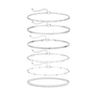 DEARMAY 6PCS Gold&Silver Bracelets Set for Women Dainty, Stackable Sterling Silver Plated Beaded Figaro Herringbone Paperclip Chain Waterproof, Layered Bracelets Set Gifts for Women Mom Her