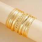 ÌF ME Gold Bangle Bracelets for Women, Indian Bangles Stackable Set, Multi Layer Textured 18K Gold Plated Chunky Bracelets Boho Jewelrys Set