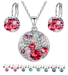 Leafael Ocean Bubble Women's Crystal Jewelry Set Costume Fashion Pendant Necklace Earring, Silver Tone or 18K Rose Gold Plated, 18" + 2", Birthday Gifts for Women