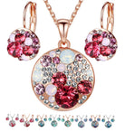 Leafael Ocean Bubble Women's Crystal Jewelry Set Costume Fashion Pendant Necklace Earring, Silver Tone or 18K Rose Gold Plated, 18" + 2", Birthday Gifts for Women