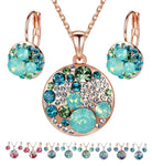 Leafael Ocean Bubble Women's Crystal Jewelry Set Costume Fashion Pendant Necklace Earring, Silver Tone or 18K Rose Gold Plated, 18" + 2", Birthday Gifts for Women