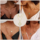 Turandoss Clover Necklaces for Women - Dainty 14K Gold Plated CZ Pendant Necklace Colorful Four Leaf Clover Necklace Lucky Necklaces Gifts
