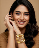 ÌF ME Gold Bangle Bracelets for Women, Indian Bangles Stackable Set, Multi Layer Textured 18K Gold Plated Chunky Bracelets Boho Jewelrys Set