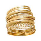 ÌF ME Gold Bangle Bracelets for Women, Indian Bangles Stackable Set, Multi Layer Textured 18K Gold Plated Chunky Bracelets Boho Jewelrys Set