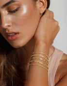 Gokeey Gold Bracelets Set for Women Non Tarnish Trendy,14K Gold Plated Dainty Stackable Paperclip Cuban Link Chain Bracelets, Simple Cute Cuff Bracelets Jewelry Set Adjustable 7"+2"