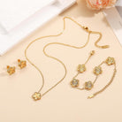 Four Leaf Clover Bracelet Set for Women - 18K Gold Plated Flower Lucky 4 Leaf Necklace Bracelet Earrings Jewelry Sets Gift for Women