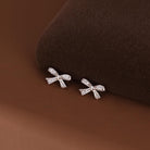 SLUYNZ Solid 925 Sterling Silver Tiny Bow Earrings Stud for Women Teens CZ Bowknot Stud Earrings