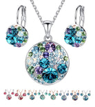 Leafael Ocean Bubble Women's Crystal Jewelry Set Costume Fashion Pendant Necklace Earring, Silver Tone or 18K Rose Gold Plated, 18" + 2", Birthday Gifts for Women