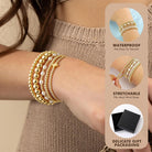 Yoosteel Gold Beaded Bracelets Set for Women Teen Girl Gifts Non Tarnish - 14K Gold Plated Dainty Round Beaded Pearl Cross Bracelet Stack for Women Teenage Girls Stackable Jewelry Gifts