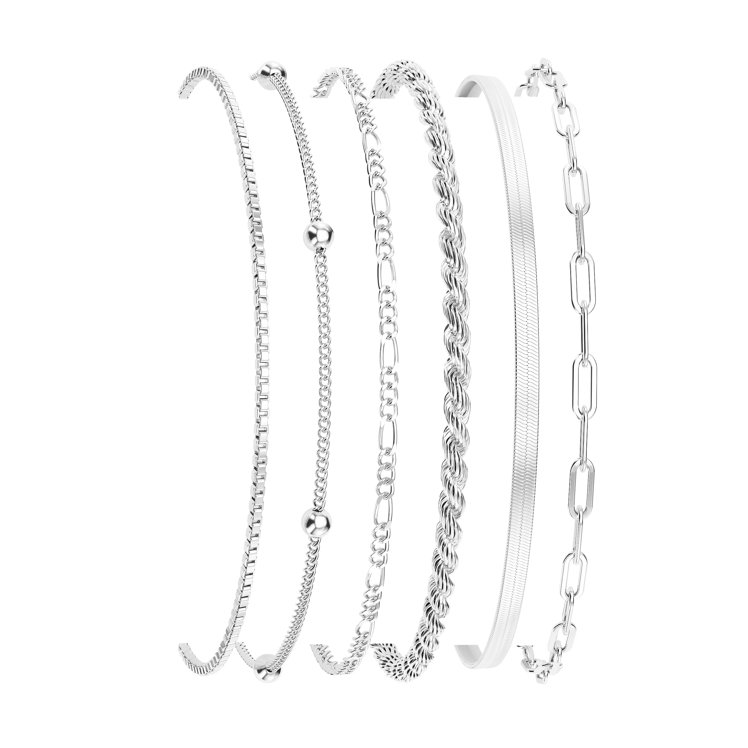 Dearmay Gold Bracelets for Women Waterproof, 14K Gold Plated Minimalist Bracelets Stack Non Tarnish Trendy Dainty Herringbone Vintage Cuban Paperclip Rope Thin Box Link Chain Stackable Jewelry Sets Modern Fashion Accessories Gifts for Womens