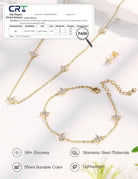ORAZIO Dainty Silver Gold Jewelry Set for Women Trendy 14K Gold Plated CZ Flowers Pendant Choker Necklaces for Women Stud Earrings Link Bracelets Stack Jewelry Gifts for Wedding Prom Brides