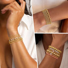 Yoosteel Gold Beaded Bracelets Set for Women Teen Girl Gifts Non Tarnish - 14K Gold Plated Dainty Round Beaded Pearl Cross Bracelet Stack for Women Teenage Girls Stackable Jewelry Gifts