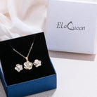 EleQueen Rose Flower Necklace Earrings Bracelet Set 14K Gold Plated Hypoallergenic Jewelry Sets Gift for Women