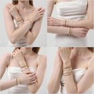 18K Gold Plated Clover Bracelet Set for Women - Four Leaf Lucky Clover Stackable Bracelets, Adjustable Beaded Chain Jewelry, Trendy Birthday Gift for Her