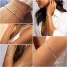 DEARMAY 6PCS Gold&Silver Bracelets Set for Women Dainty, Stackable Sterling Silver Plated Beaded Figaro Herringbone Paperclip Chain Waterproof, Layered Bracelets Set Gifts for Women Mom Her