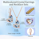 Austrian Crystal Heart Pendant Necklace Earrings Jewelry Sets for Women | Colorful Crystal,14K rose gold plated brass,Cute heart-shaped design,gift box,16+2" adjustable chain,women's jewelry set