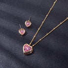 EVEVIC Austrian Crystal Heart Pendant Necklace Earrings for Women 14K Gold Plated Hypoallergenic Jewelry Set