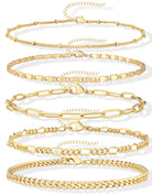 Gokeey Gold Bracelets Set for Women Non Tarnish Trendy,14K Gold Plated Dainty Stackable Paperclip Cuban Link Chain Bracelets, Simple Cute Cuff Bracelets Jewelry Set Adjustable 7"+2"