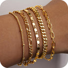 Gokeey Gold Bracelets Set for Women Non Tarnish Trendy,14K Gold Plated Dainty Stackable Paperclip Cuban Link Chain Bracelets, Simple Cute Cuff Bracelets Jewelry Set Adjustable 7"+2"