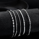 MBW Sterling Silver Bracelets for Women Trendy, Minimalist Simple Dainty S925 Silver Plated Bracelets for Women Stack Waterproof Jewelry Small Thin Bracelet Set for Womens Teen Gift