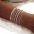 Kyerlyn Silver Bracelets for Women Trendy Waterproof Silver Dainty Bracelet Stack Adjustable Layered Bracelet Set Minimalist Fashion Jewelry